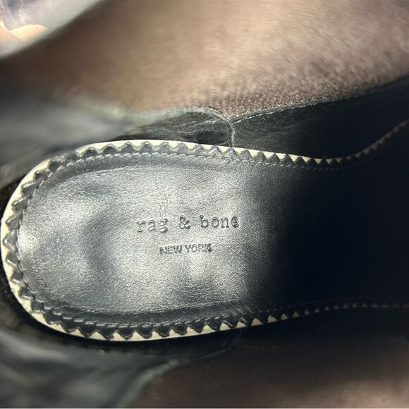 Rag & Bone Durham Black Leather Ankle Bootie Moto Heeled Boots Women’s Size 6 36 - Picture 10 of 10